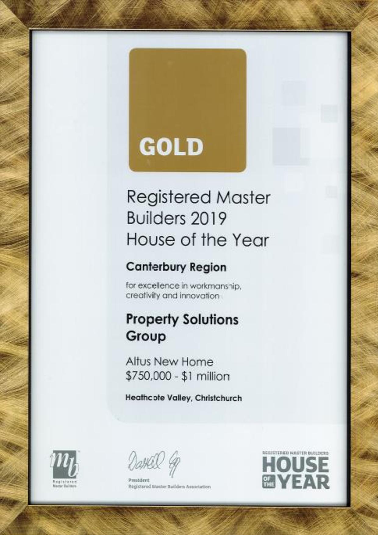 House of the Year Bronze 2019 Certificate